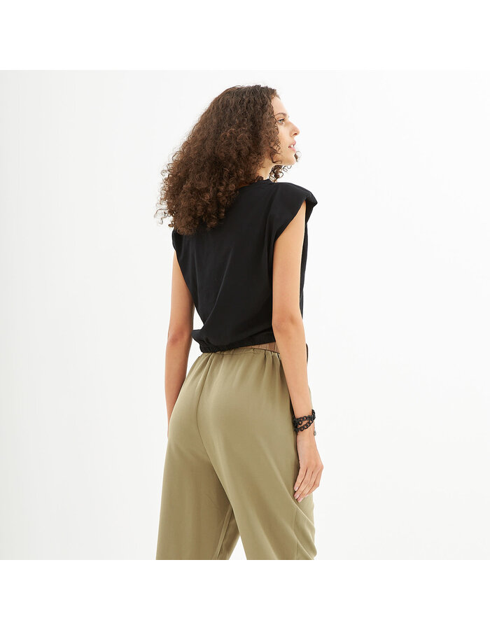 belted creppe pants