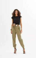 belted creppe pants