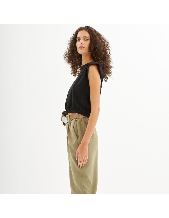 belted creppe pants