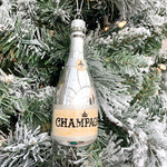 Ornament, Silver Champagne Bottle