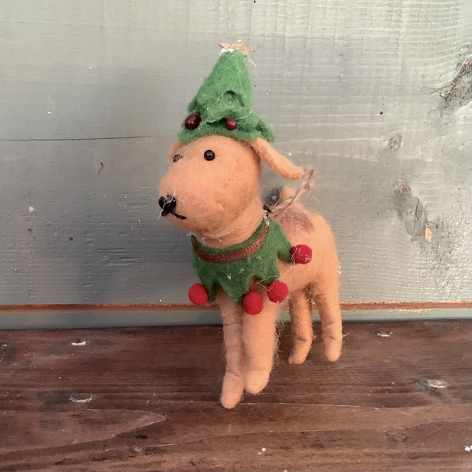 Dog in Tree Suit Ornament- 5"L