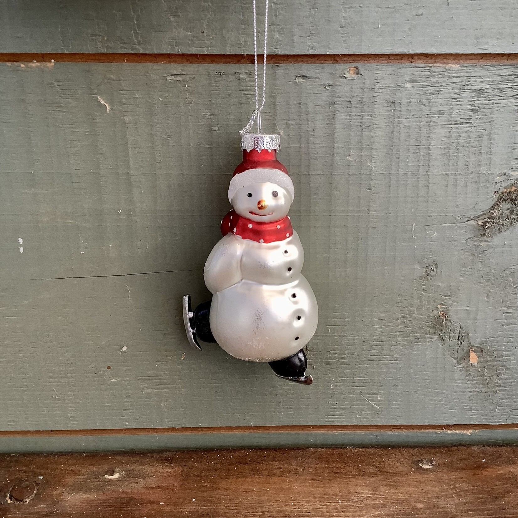 Skating Snowman Ornament- 4.5"H