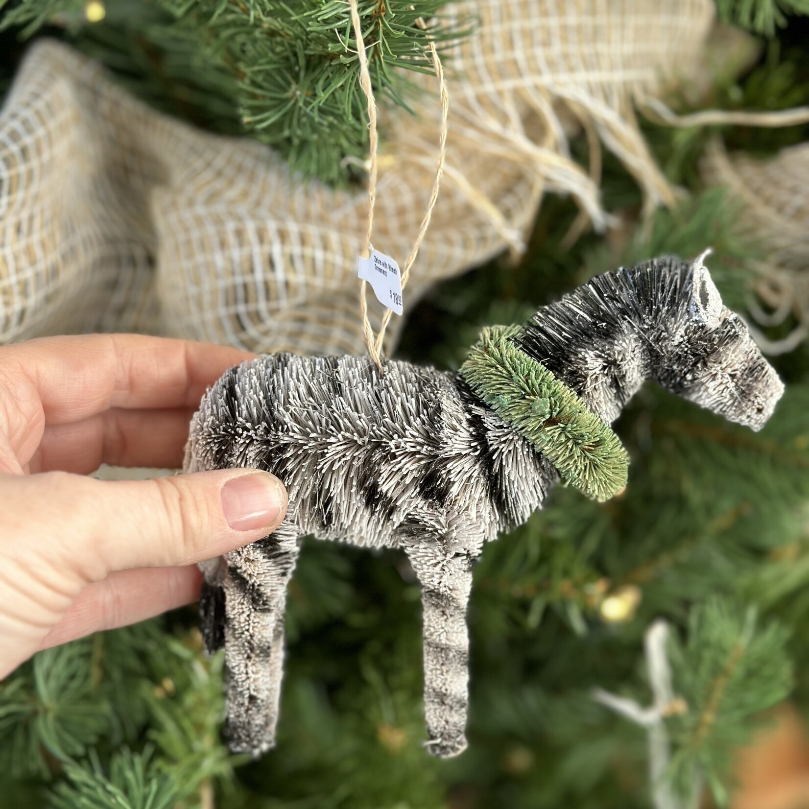 Zebra with Wreath Ornament