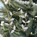 Olive Wreath Canvas Ornament, White