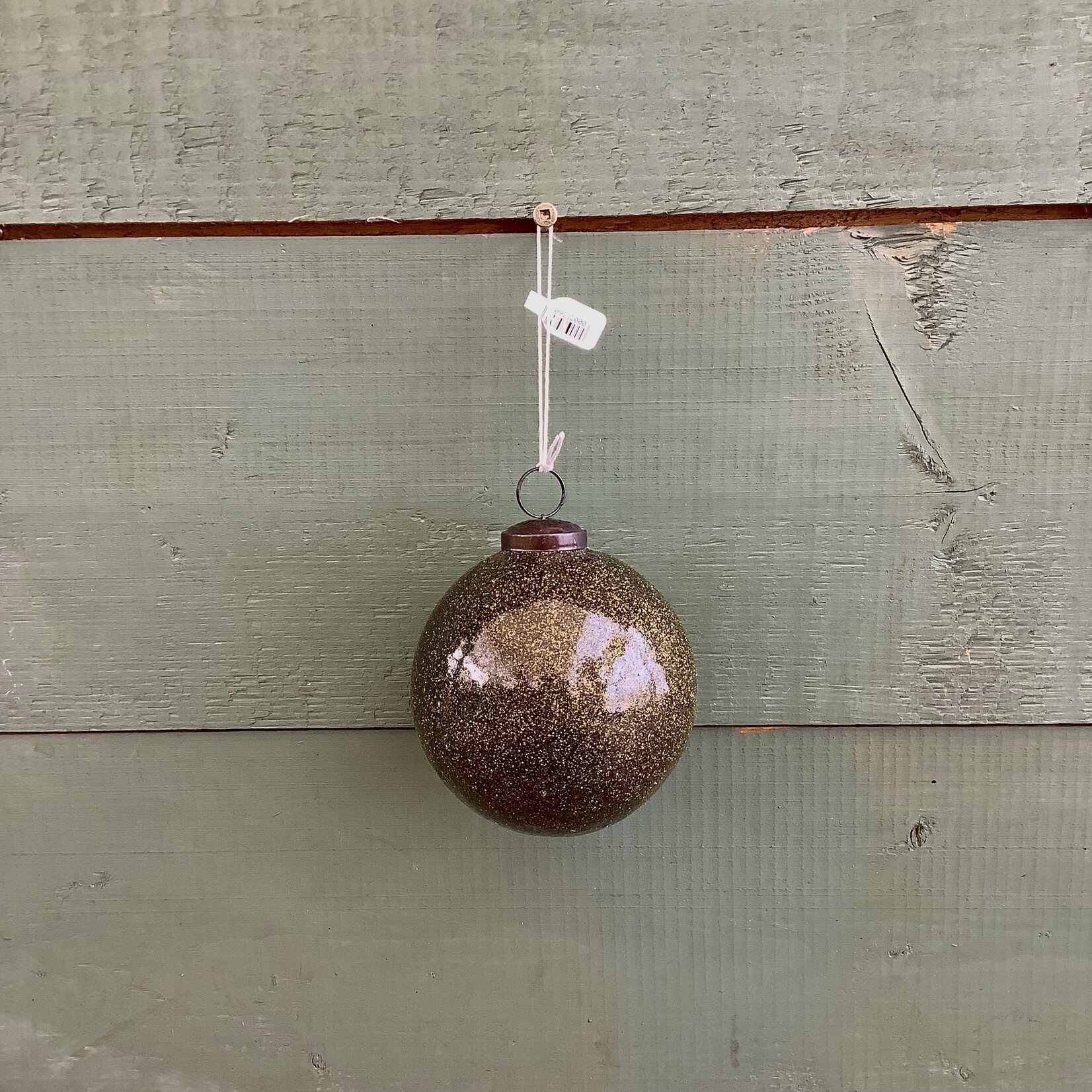 Glitter Ball Ornament L, Dark Moss