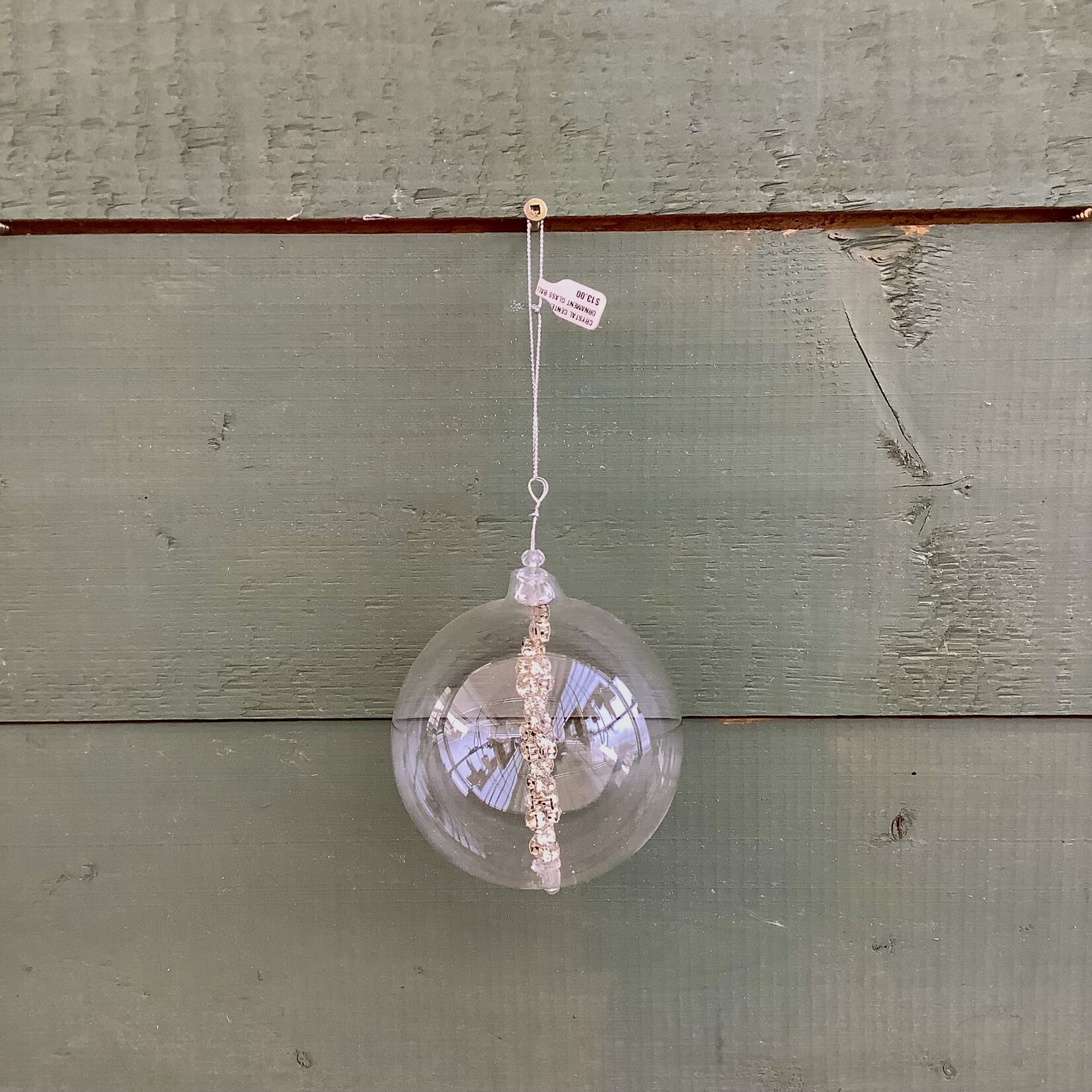 Ornament, Glass w/ Center Crystals