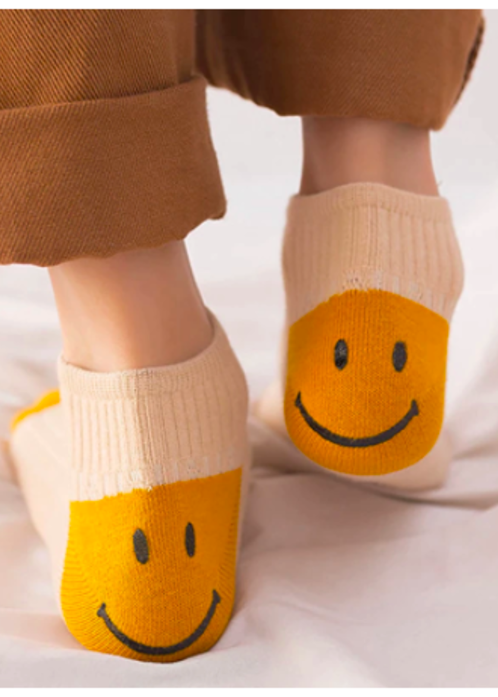 Smiley Heel Socks - Beige