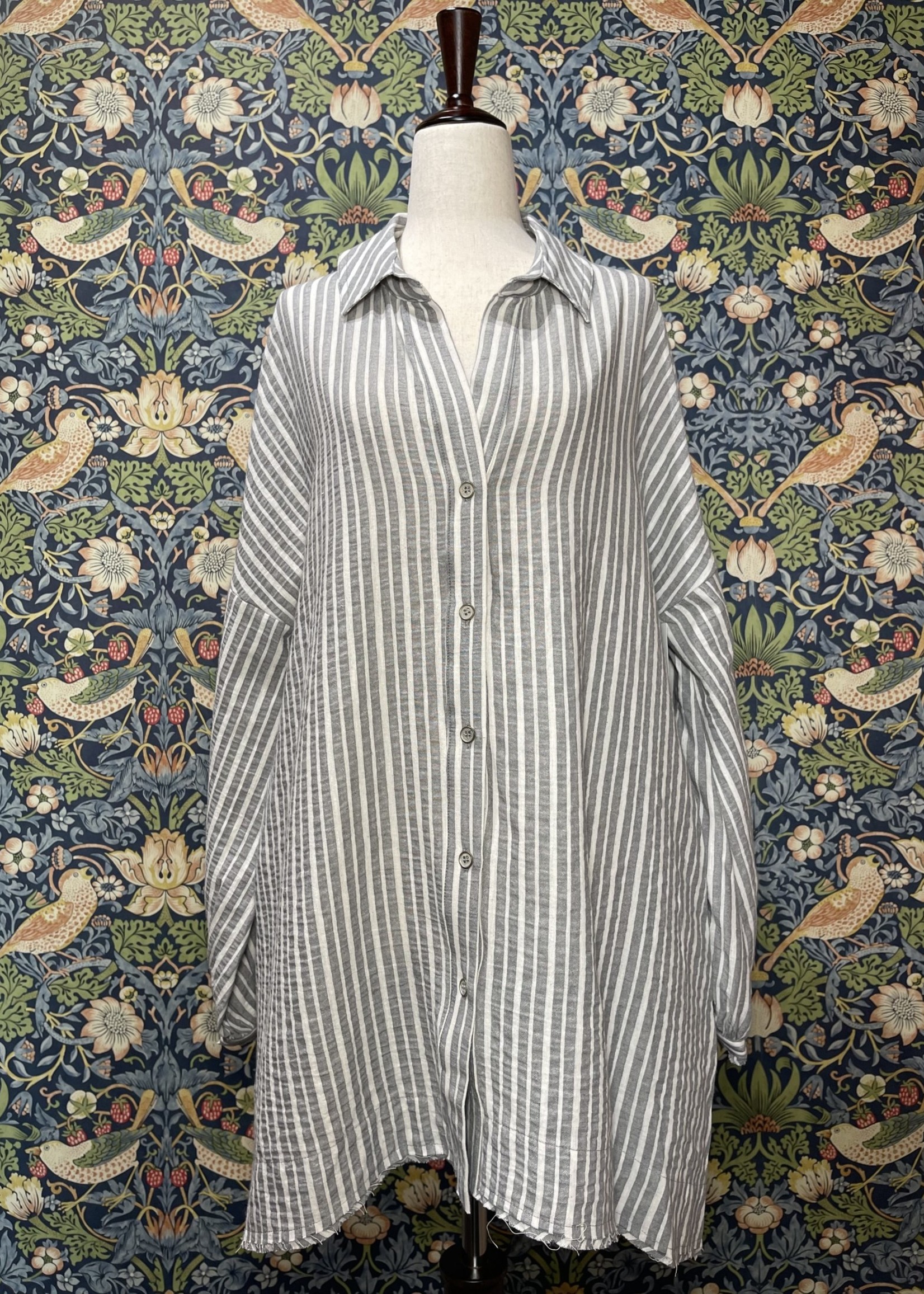 Grey Stripe Long Sleeve Mini Dress