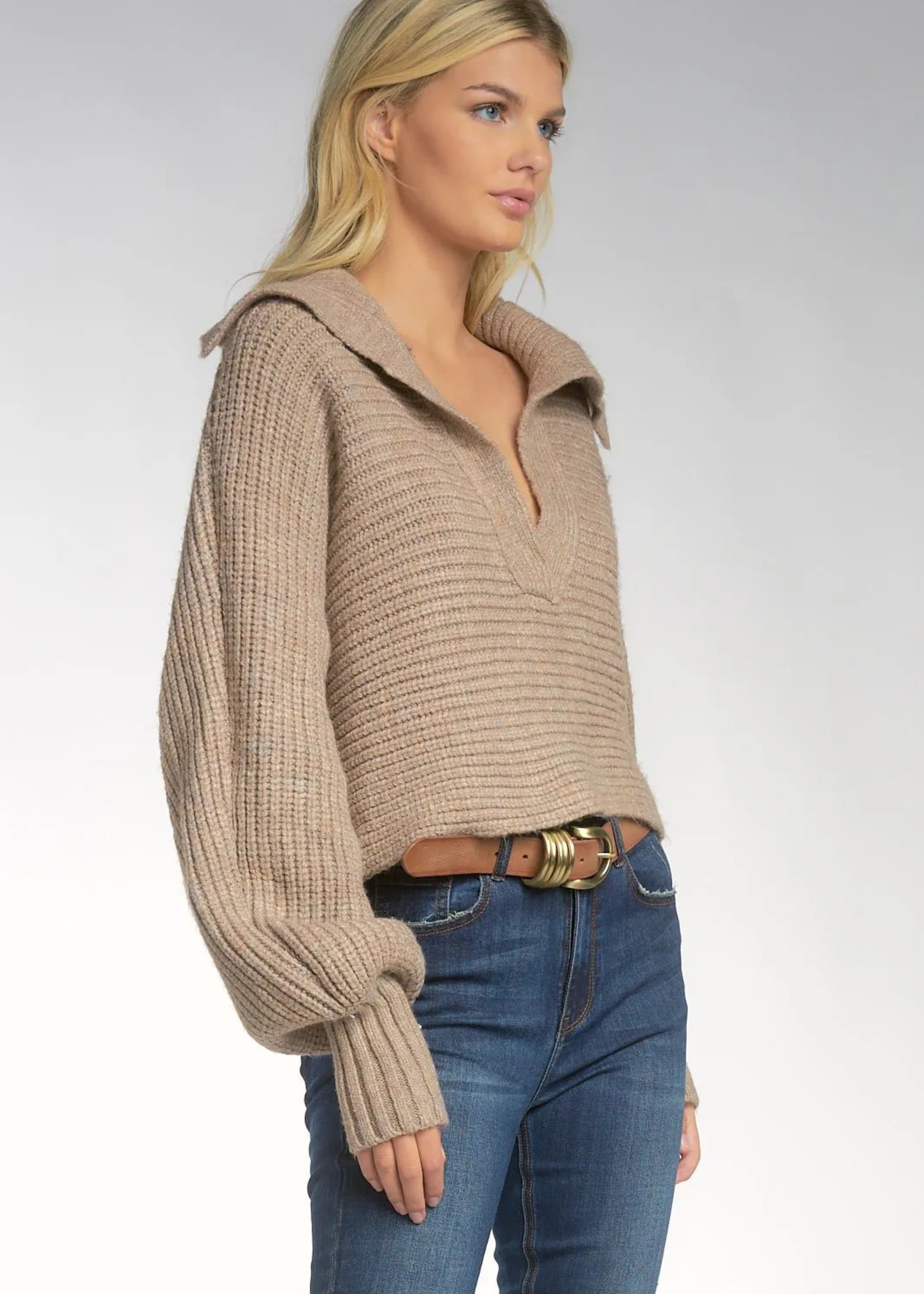 V-Neck Khaki Sweater