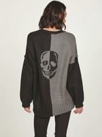 Black/Grey Split Skull Intarsia Cardigan
