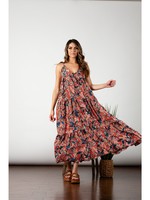 Red & Blue Blooming Maxi Dress