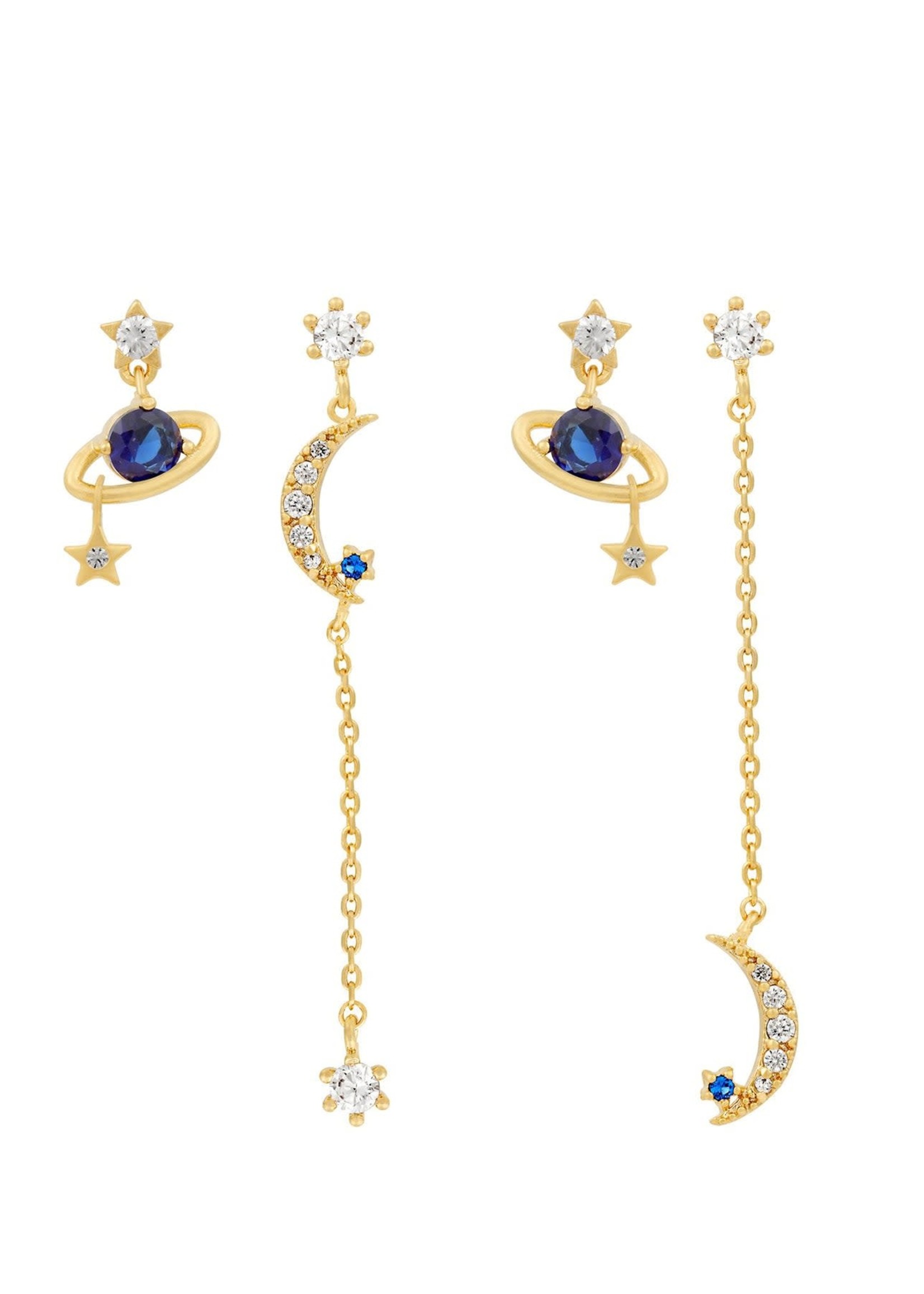 Gold Sapphire Twilight Earring Set