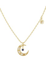 Gold Blue Moon Necklace