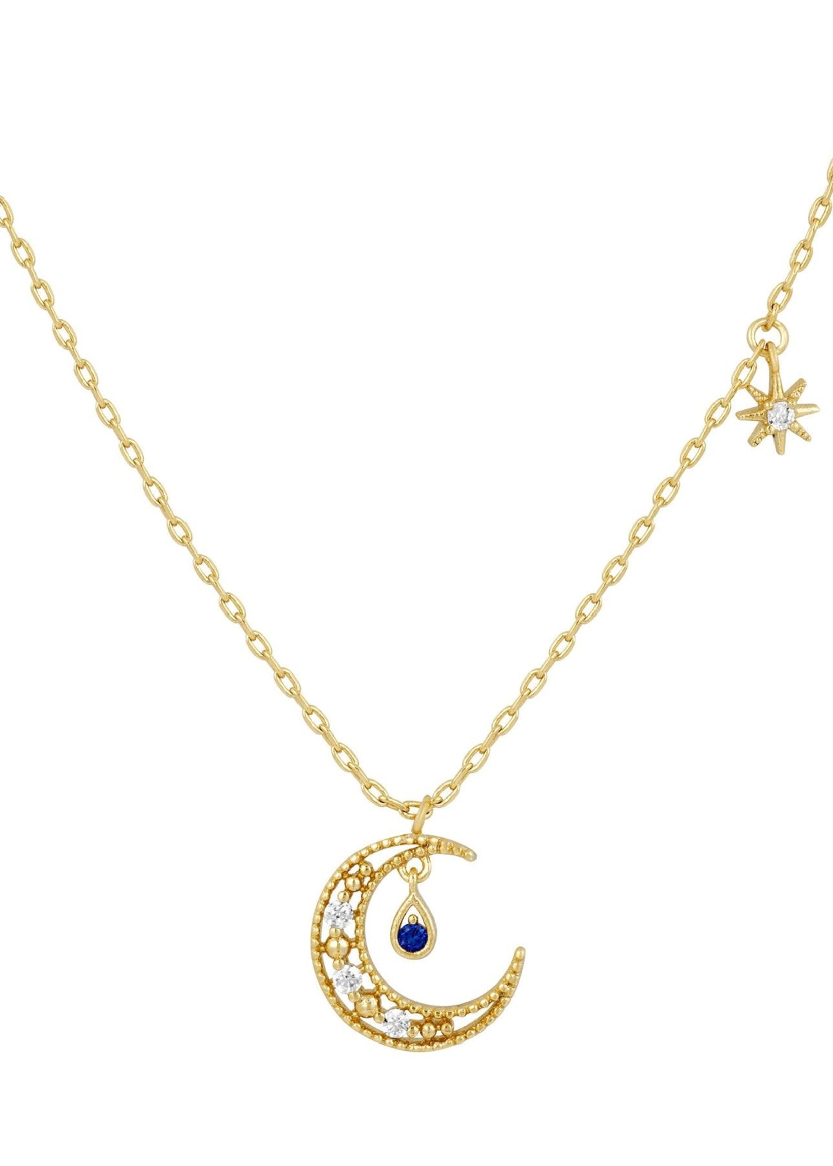 Gold Blue Moon Necklace