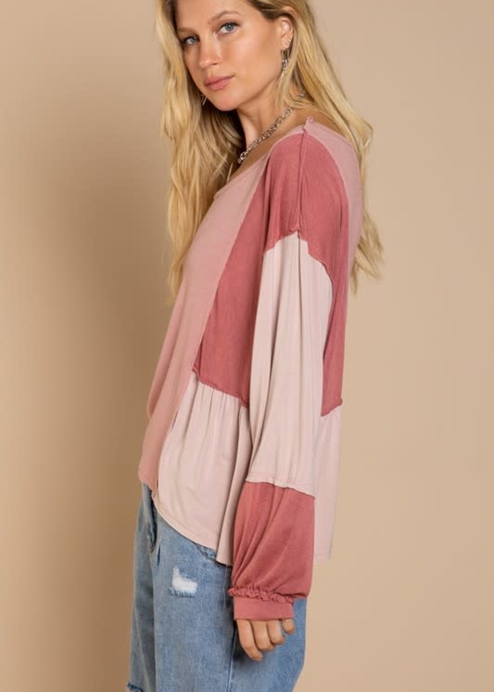 Dusty Rose Patchwork Top