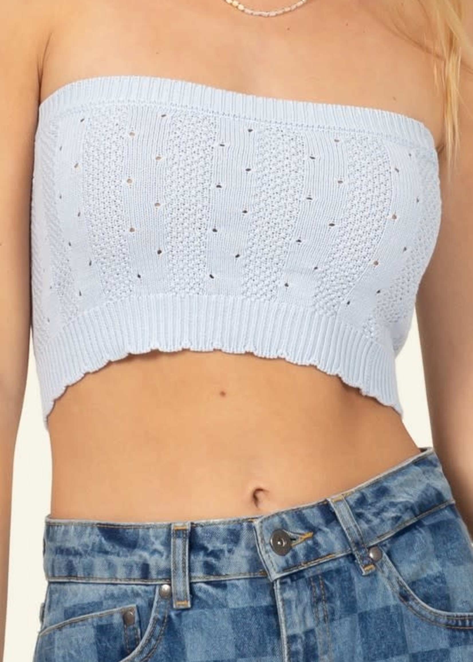 Arctic Blue Knit Tube Top