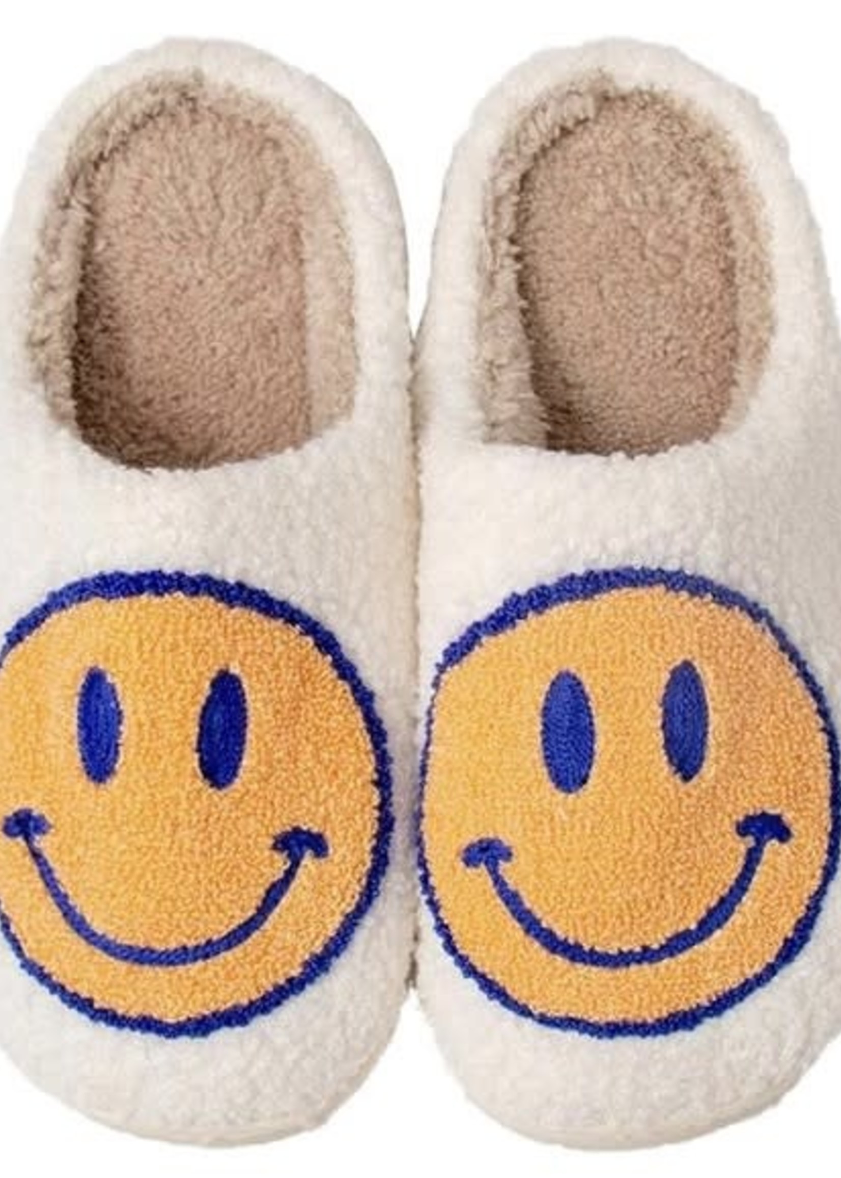 Blue/Yellow Smiley Face Slippers