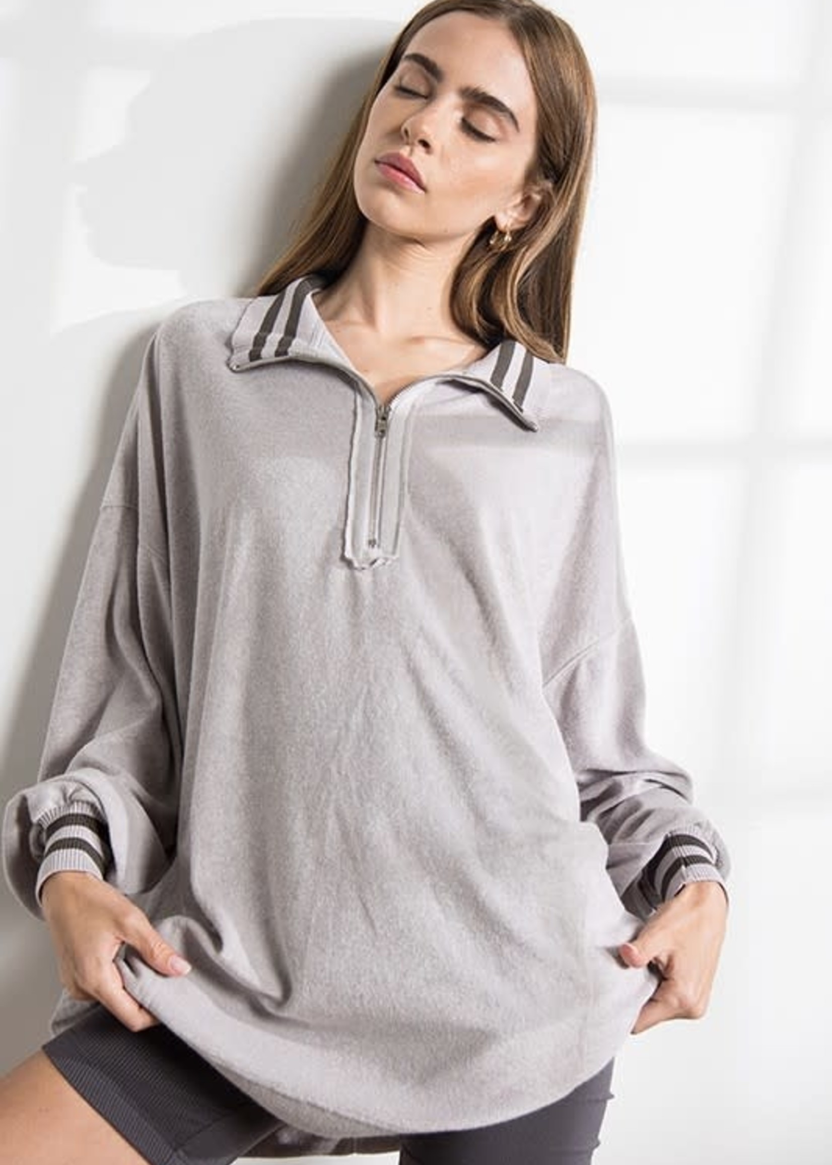 Grey Terry Oversized Pullover