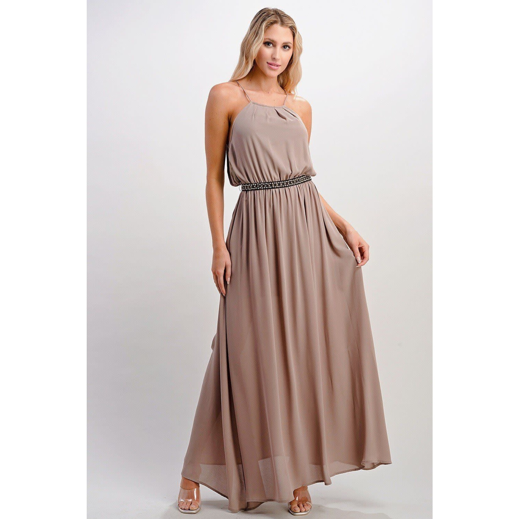 Miley & Molly Pleated Cami Chiffon Maxi Dress