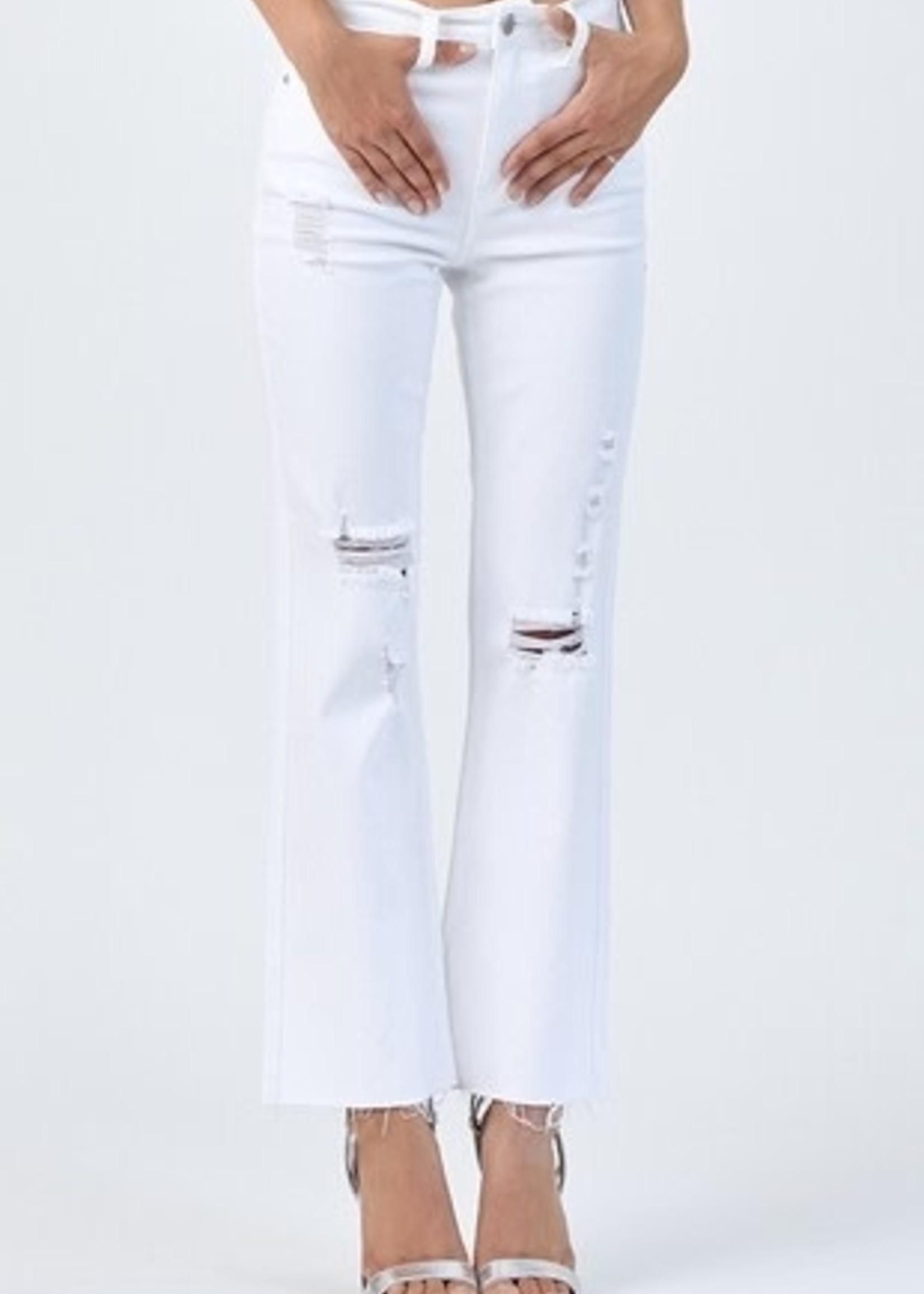 High Rise Distressed Straight Leg Jean 
