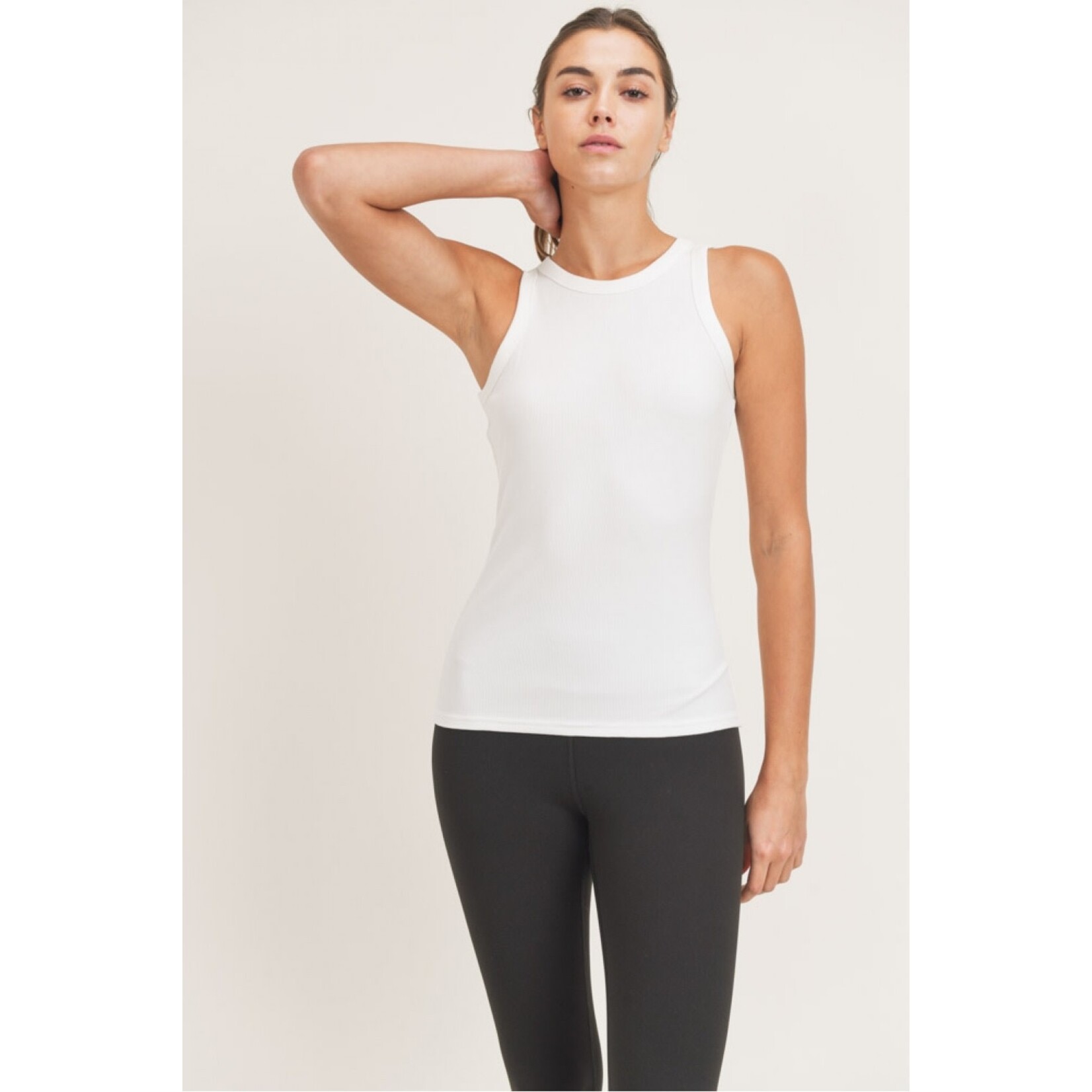 Mono B Black Racer Fitted Cropped Tank, Purple Door Boutique