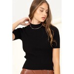 Hyfve She's Cool Mock-Neck Ribbed Sweater Top
