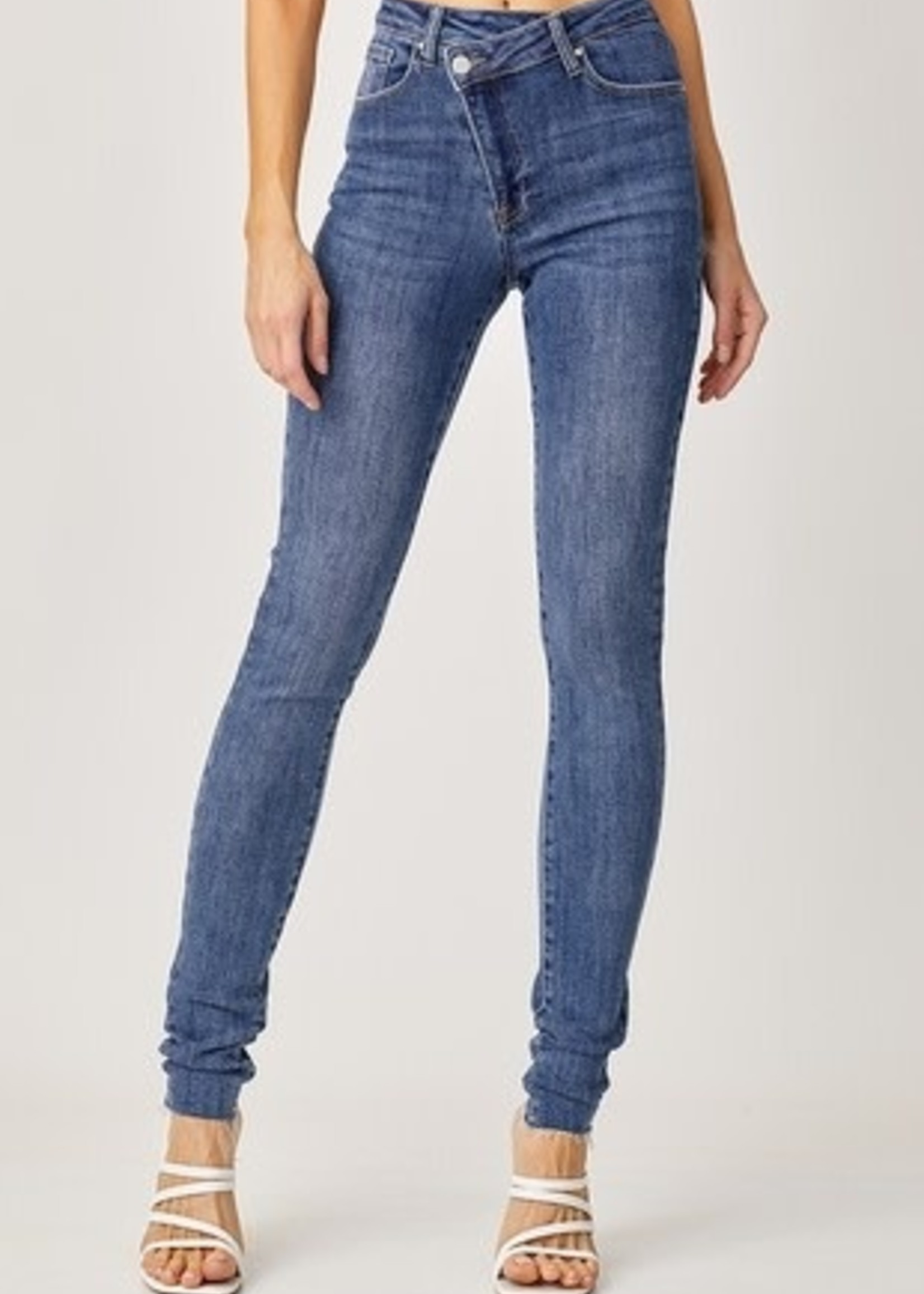 High-Rise Crossover Skinny Jeans - House of Drip Apparel