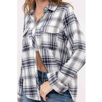 Blu Pepper Collared Plaid Long Sleeve Woven Top
