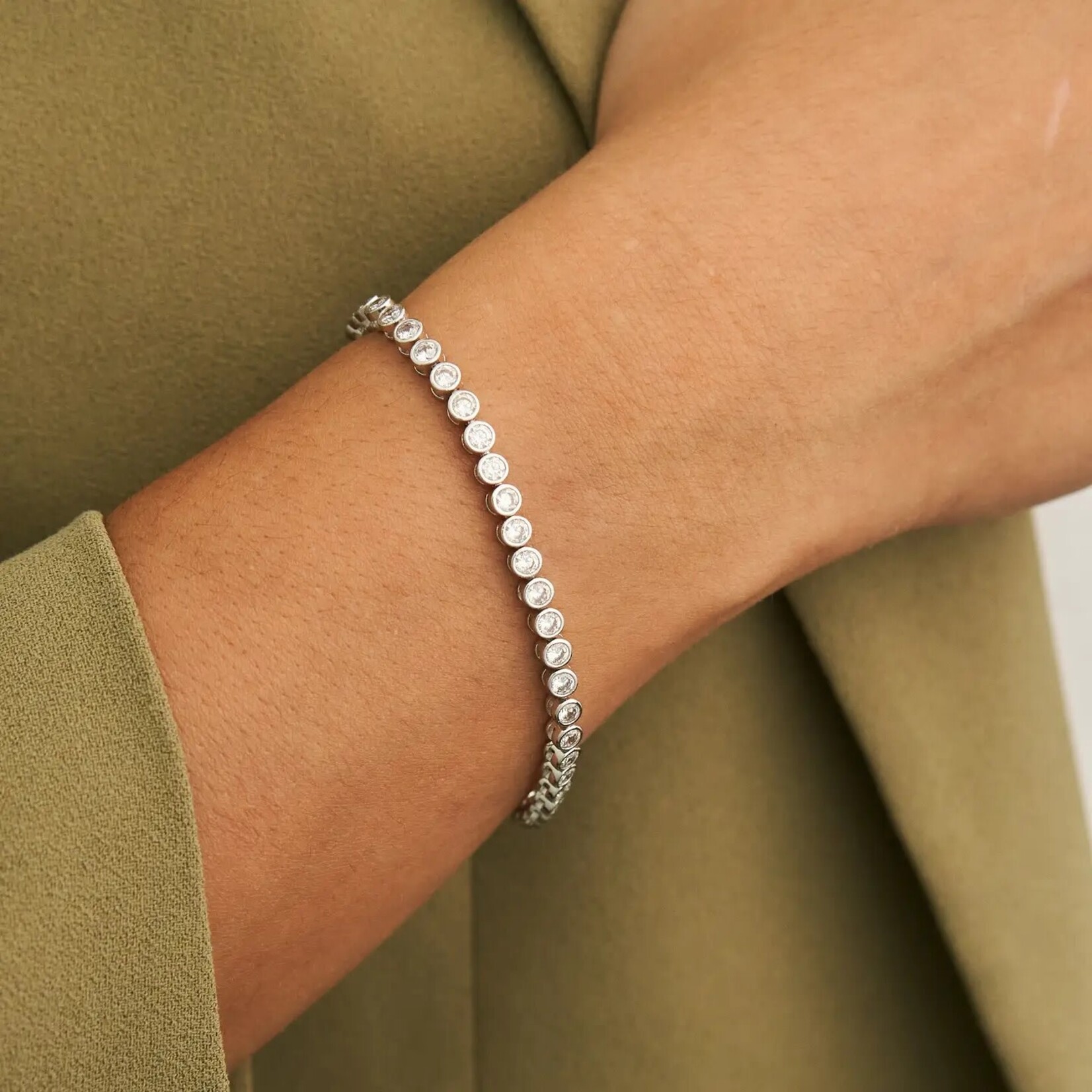 Brenda Grands Jewelry Silver Diamond Tennis Bracelet Links