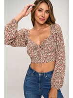 Smocked Puff Sleeve Crop