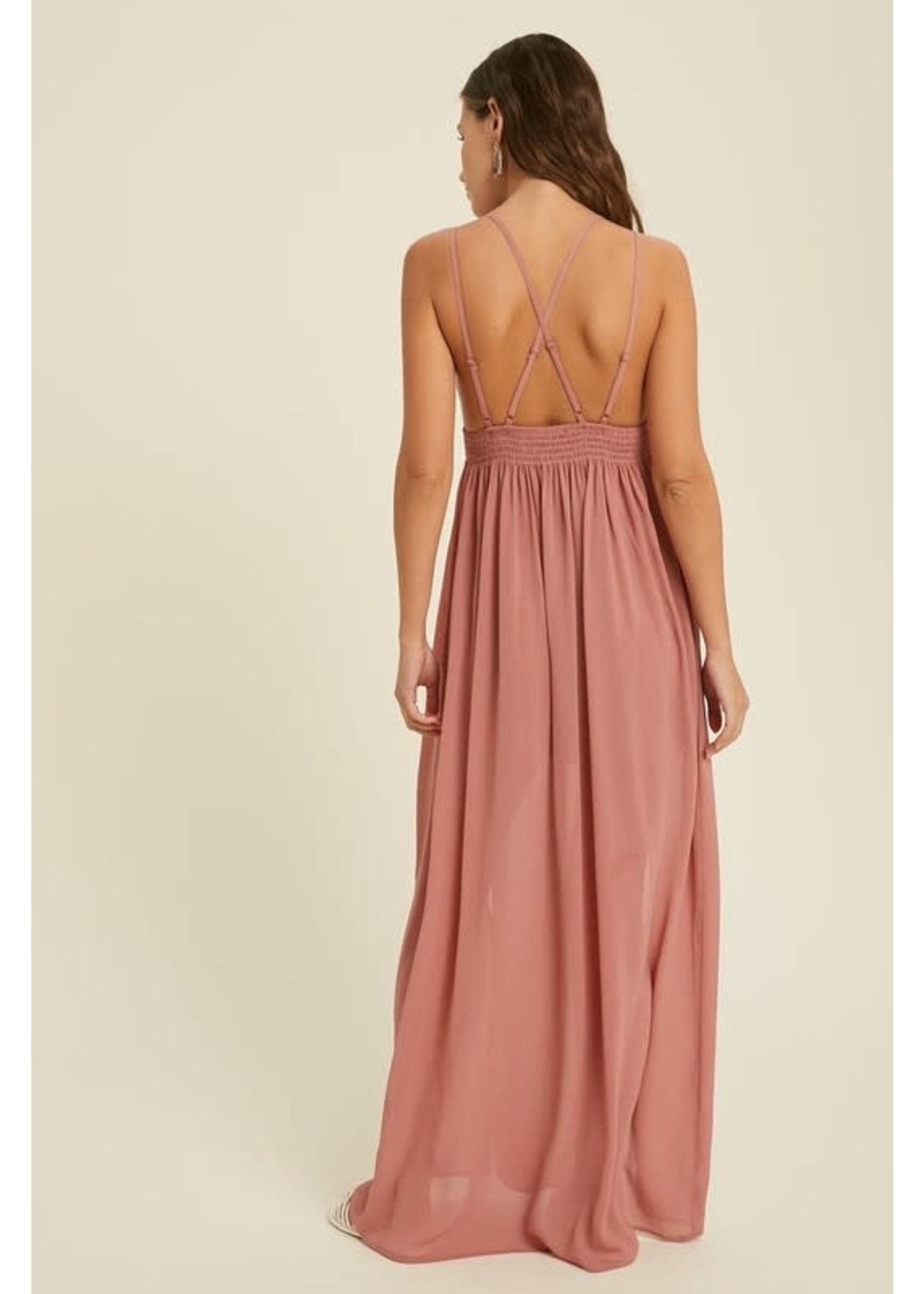 Ruched Chiffon Maxi Dress