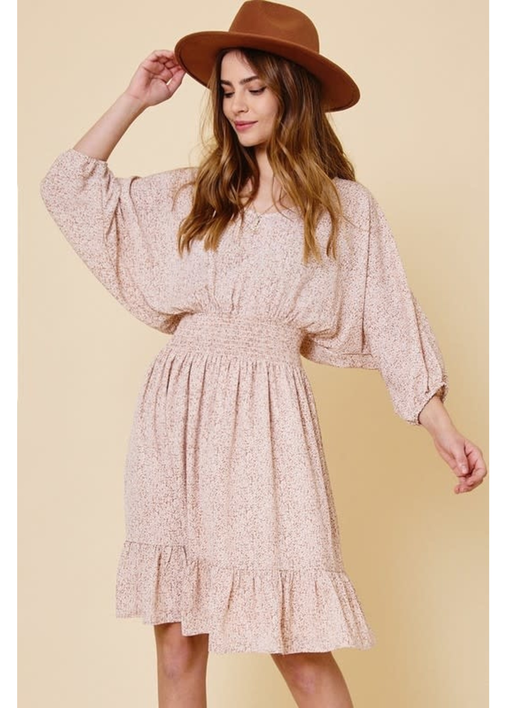 Ditsy Print Smocked Waist Dress
