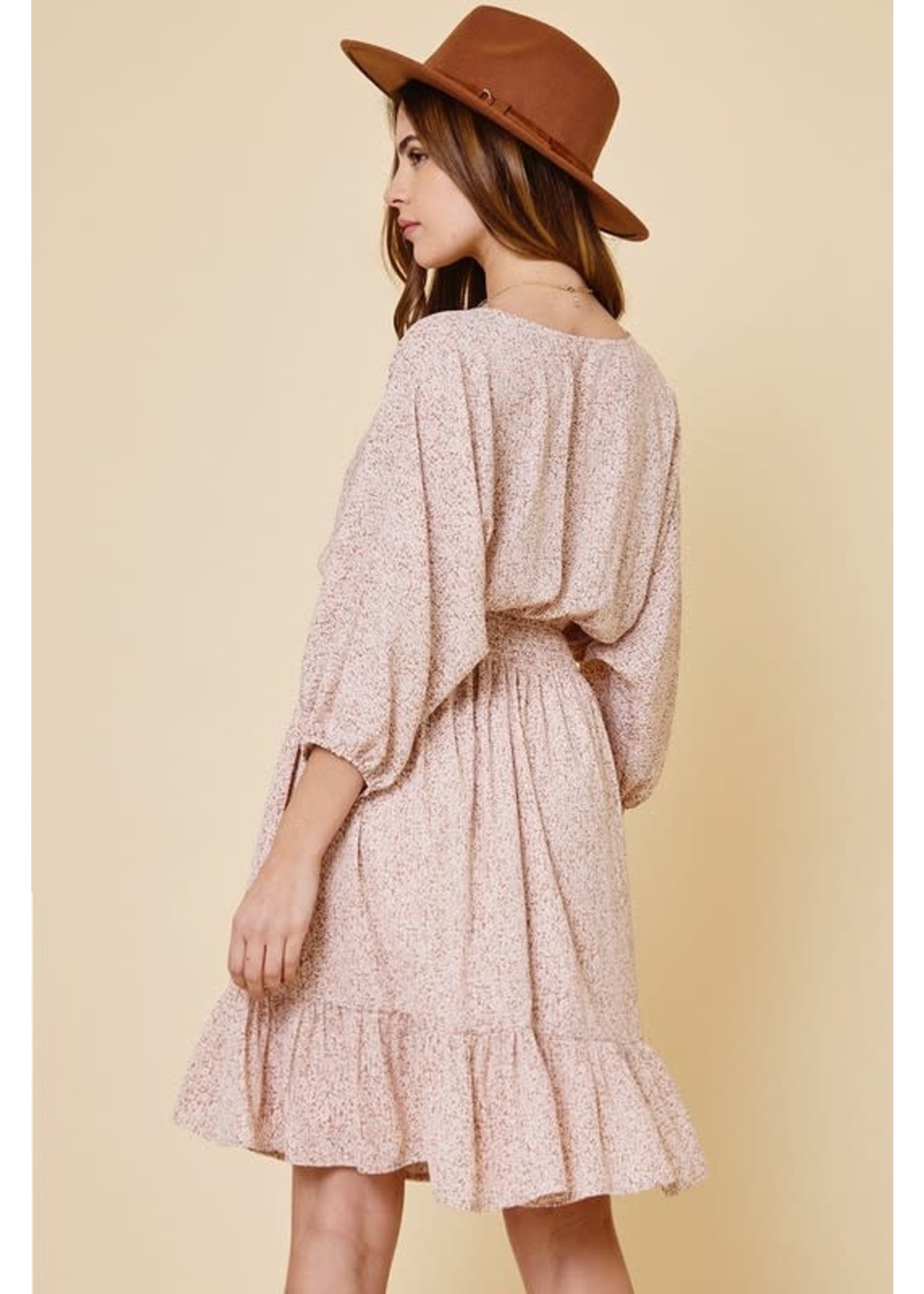 Ditsy Print Smocked Waist Dress