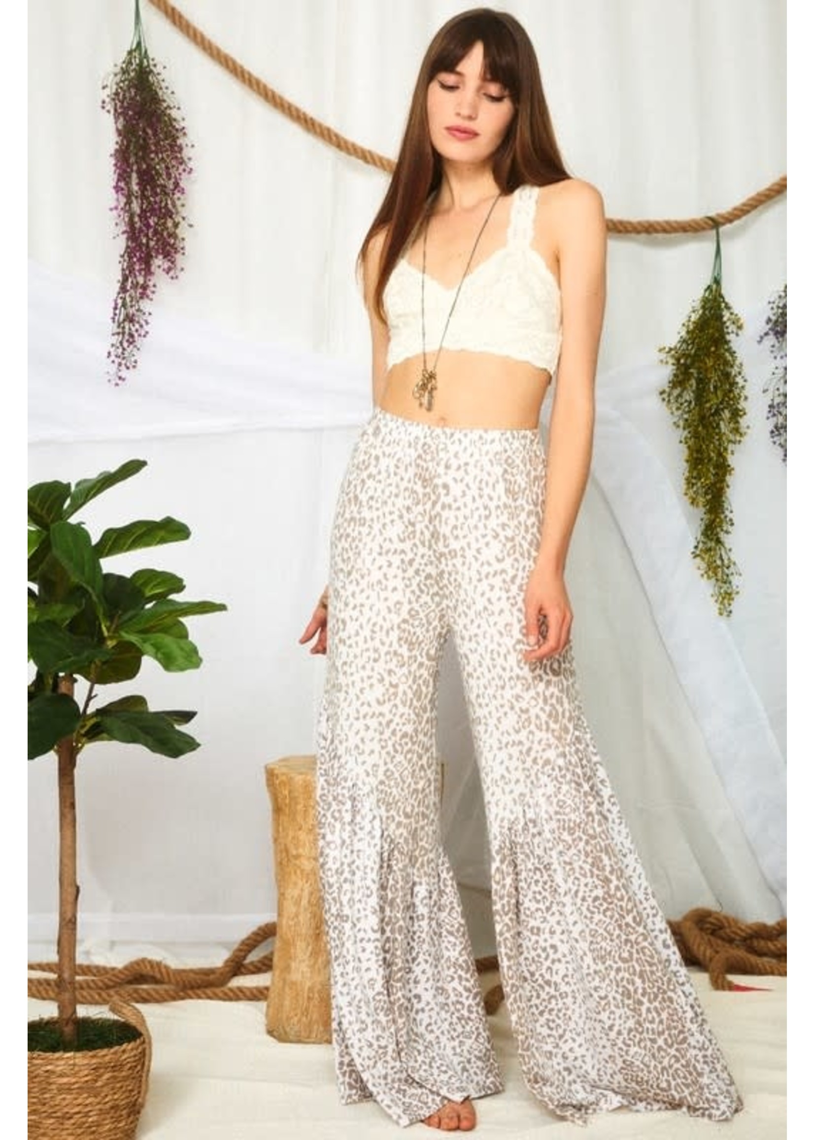 Leopard Shirring Pants