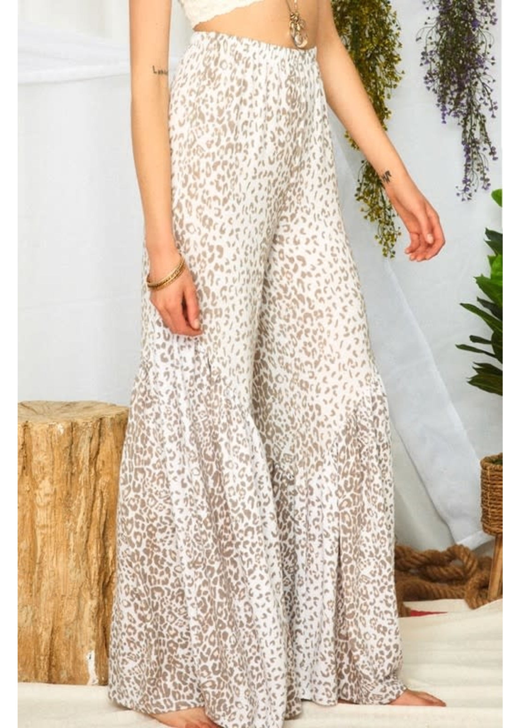 Leopard Shirring Pants