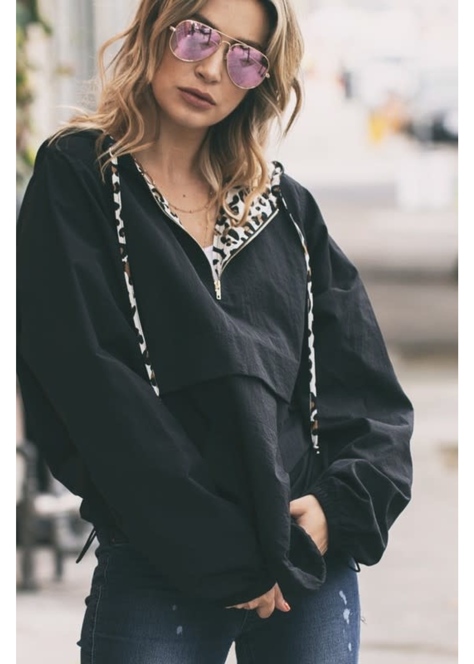 Leopard Contrast Windbreaker