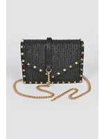 Rockstud Straw Crossbody - Black