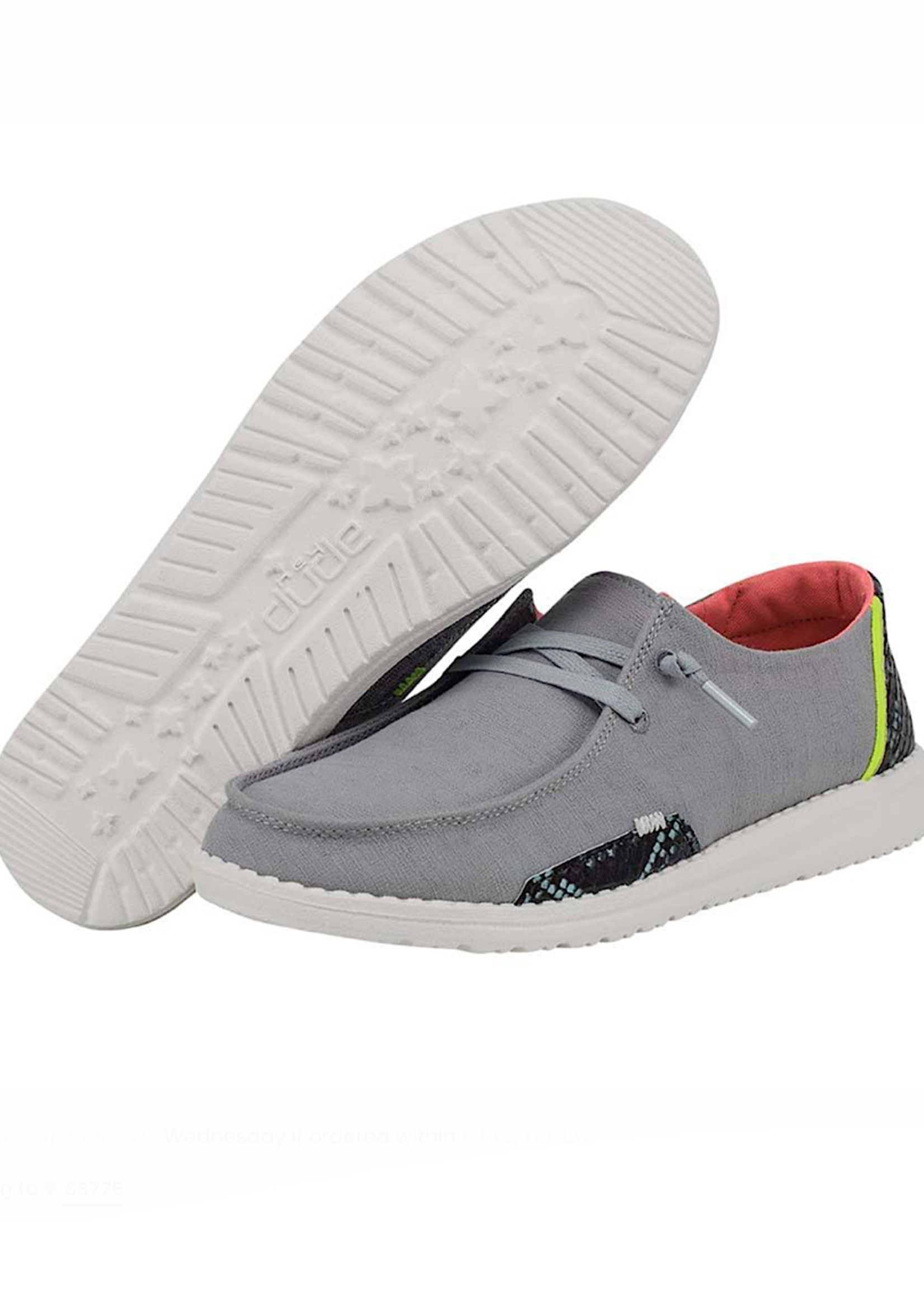 Hey Dude Wendy Snake Linen Steel Grey 