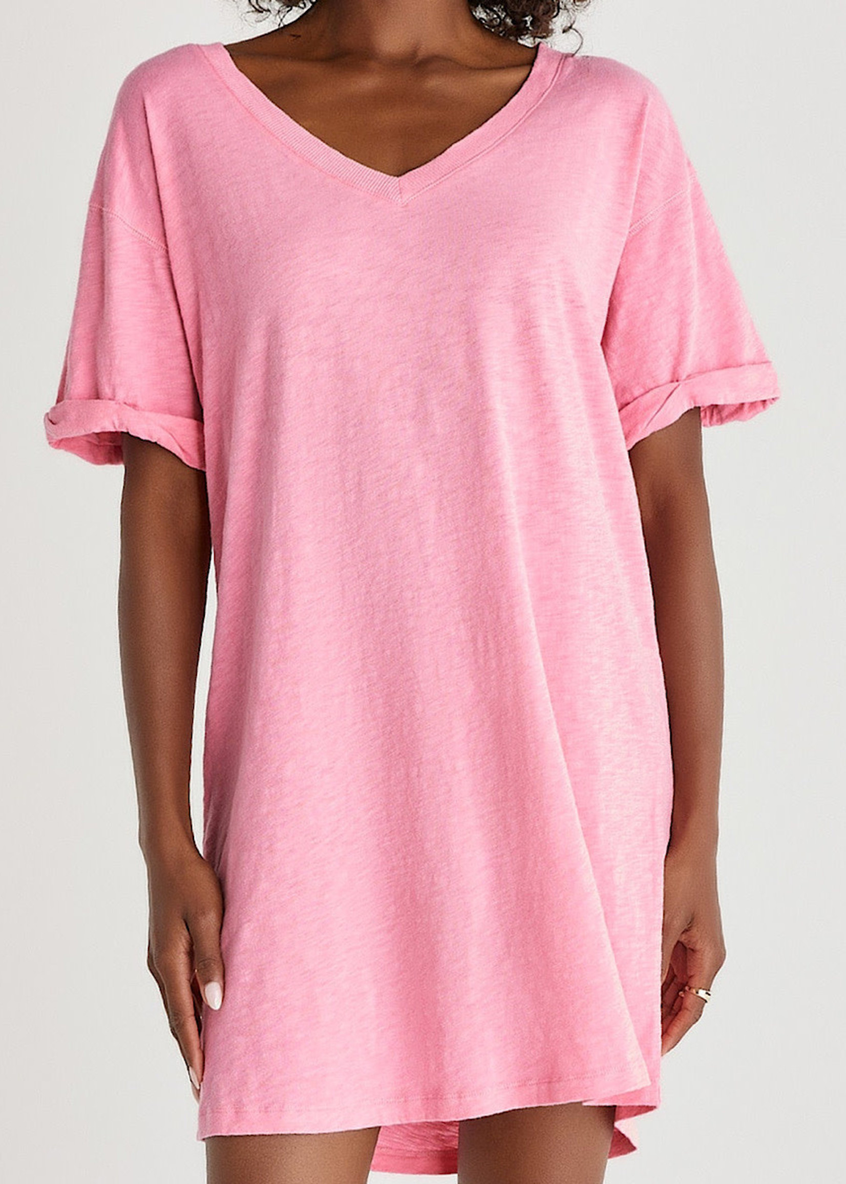Z Supply Z Supply V-Neck T-shirt Dress Flamingo