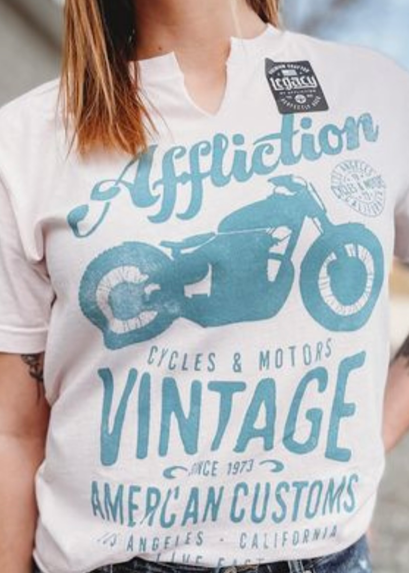 Affliction Pink Vintage Cycles S/S Crew Tee