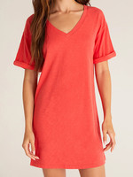 Z Supply Z Supply V-Neck T-Shirt Dress Coral Red