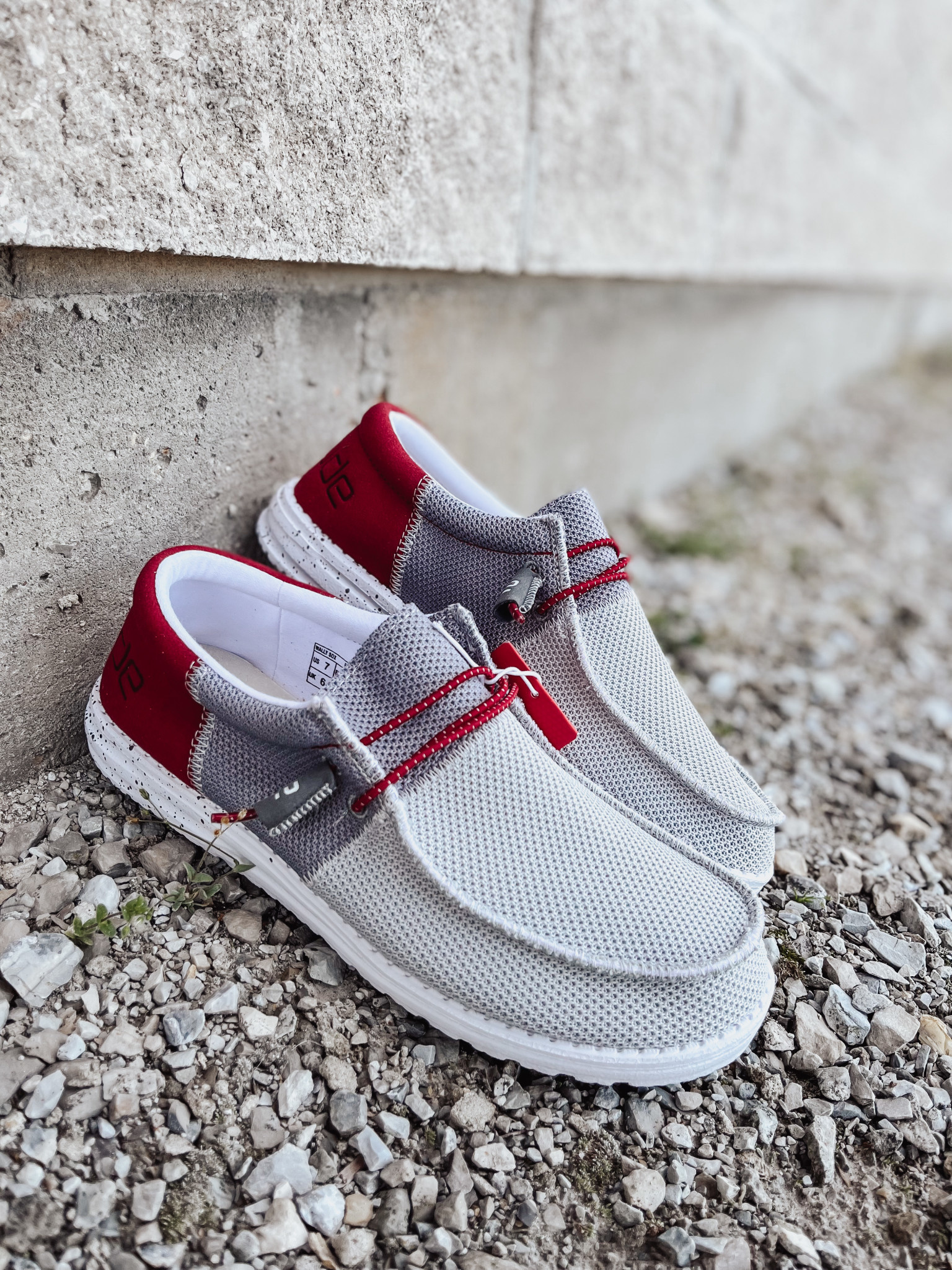 grey and red hey dudes