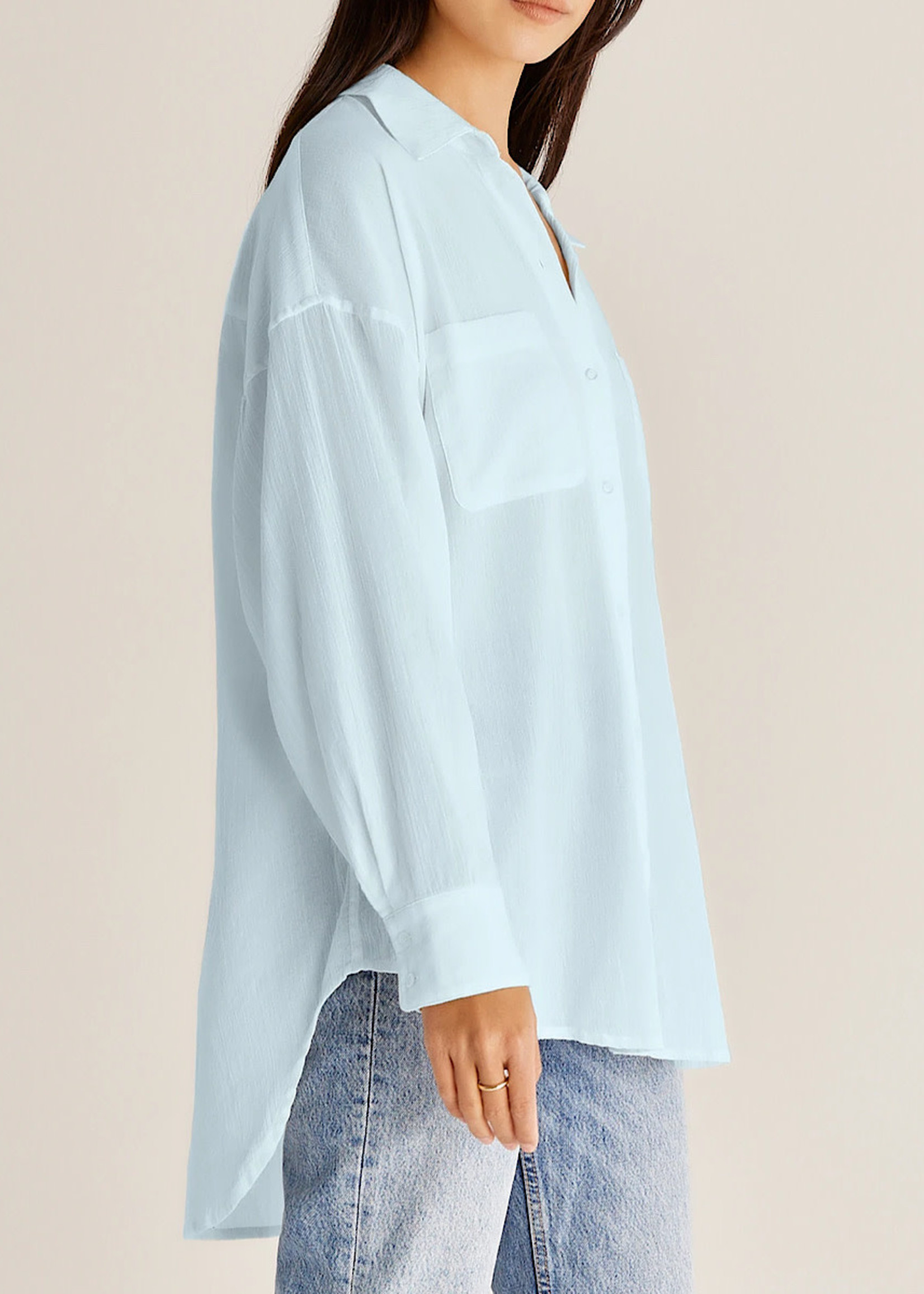 Z Supply Z Supply Lalo Button Up Top Iced Turquoise