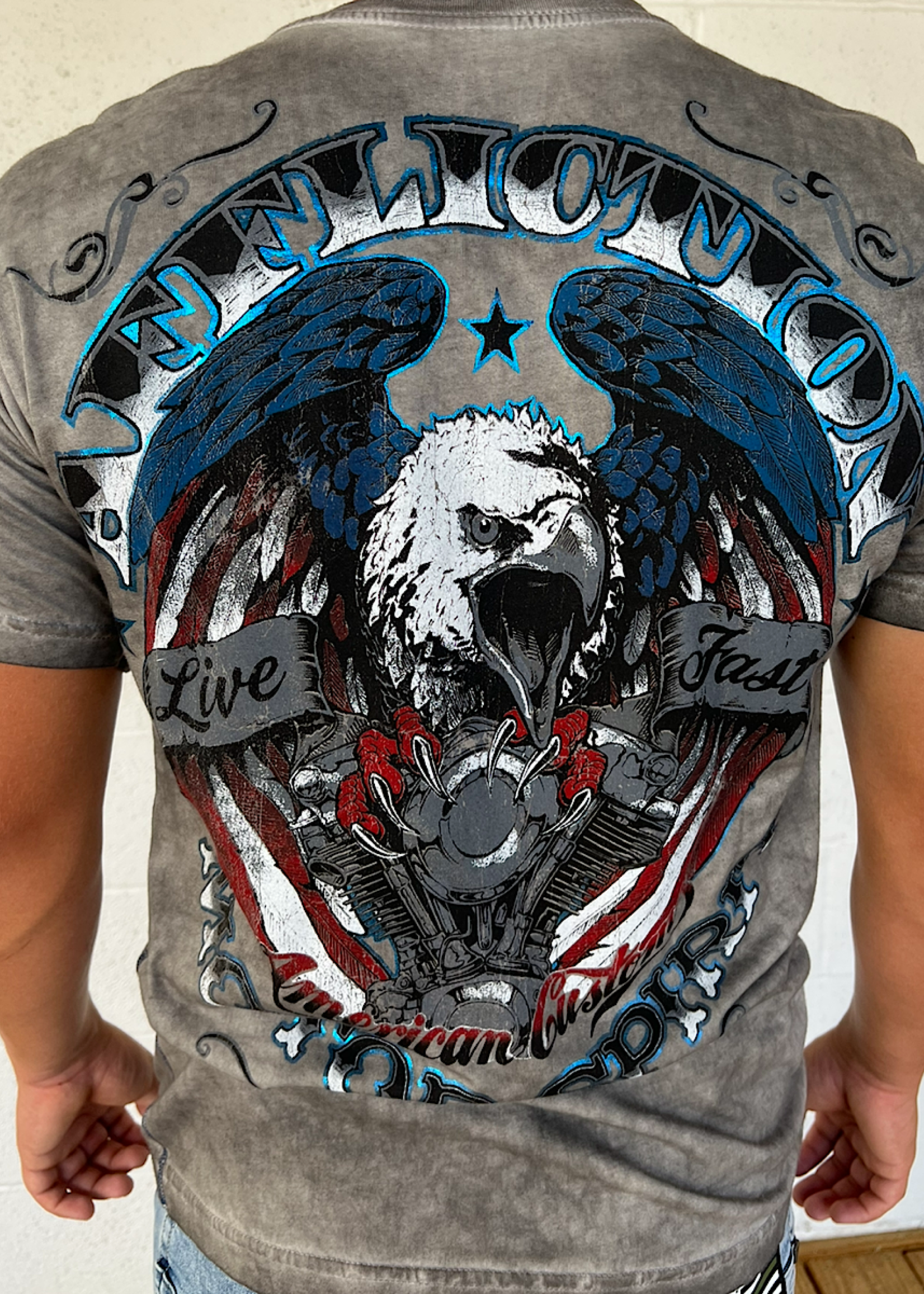 Affliction AC Sky Rider S/S Tee-White Oil Stain