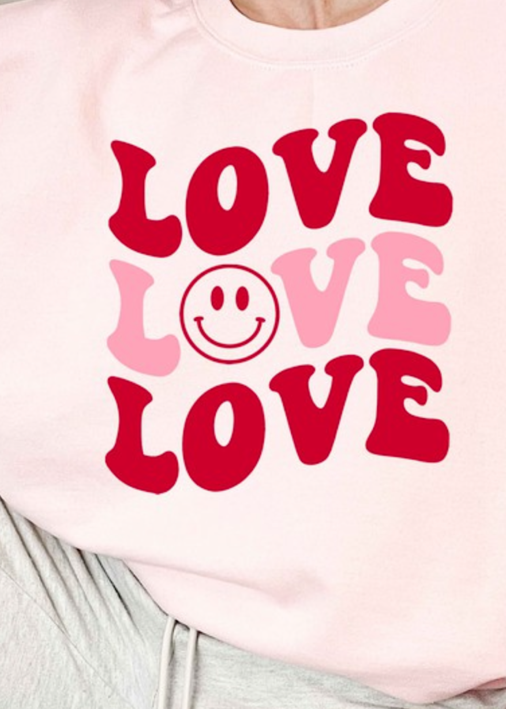 Valentine's Love Smiley Graphic Sweatshirt - Main Street Boutique
