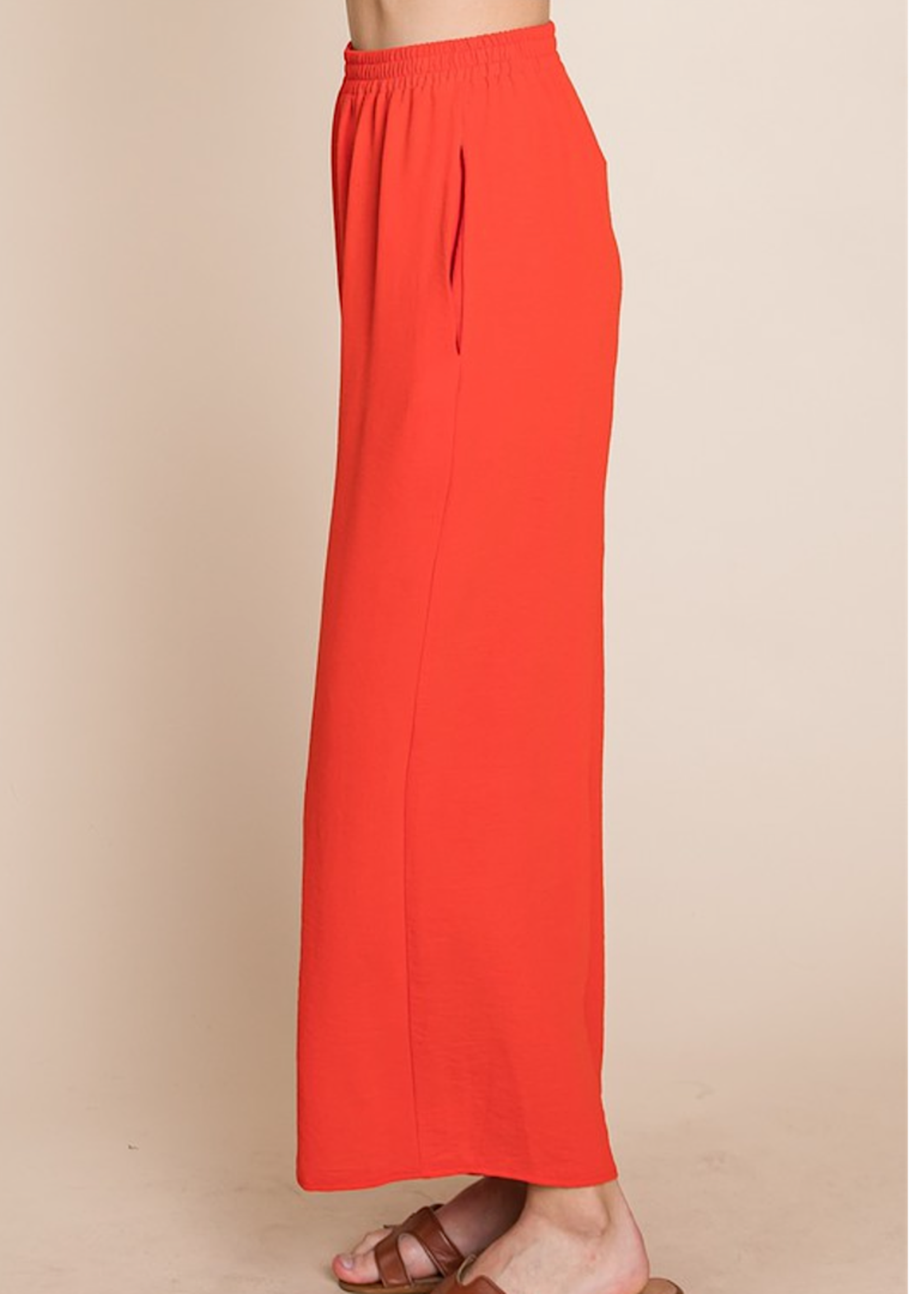 Hot Coral Air Flow Pants With Side Pocket