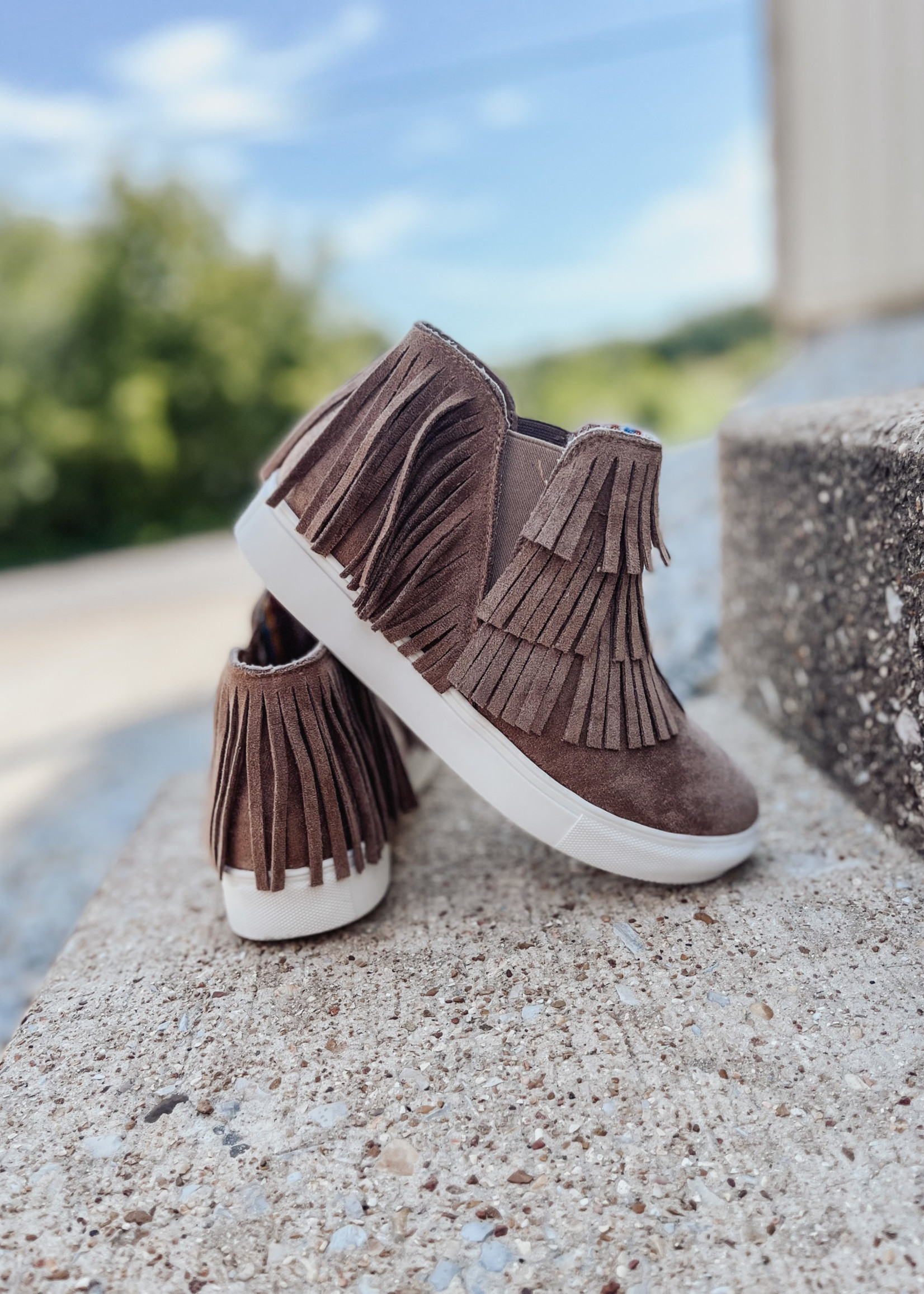 Very G Taupe Fringe Me Up Sneaker - Main Street Boutique