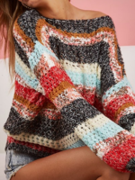 Black Multi Color Striped Sweater