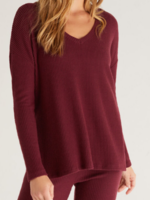 Z Lounge Z Supply Me-Time Rib LS Top Garnet