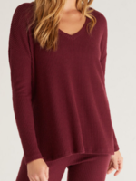 Z Supply Me-Time Rib LS Top Garnet